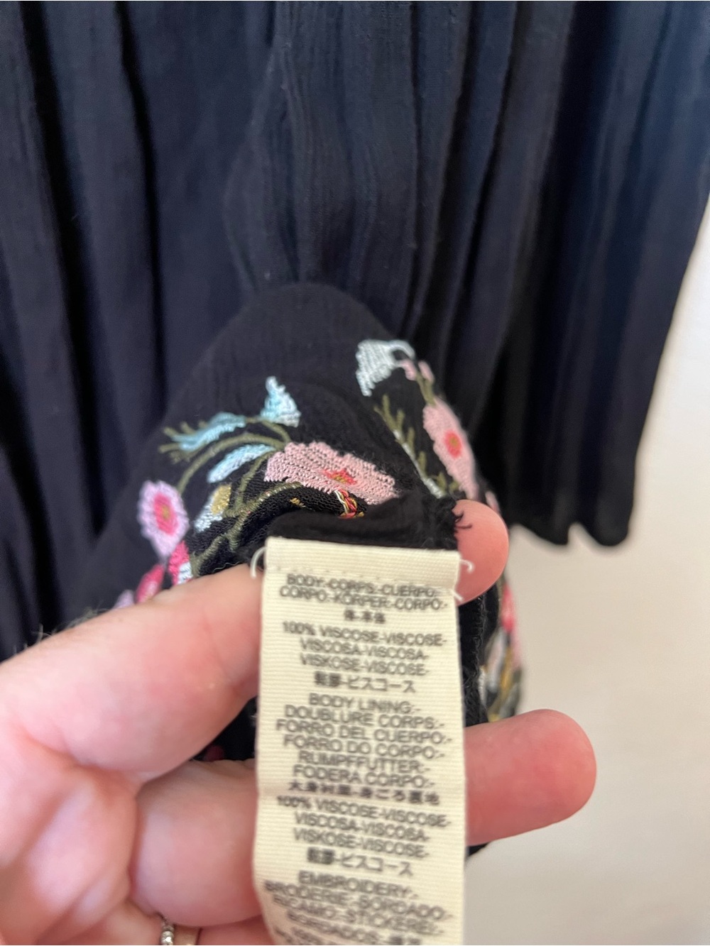 NWT Free People Te Amo Black embroidered floral mini dress size M - Picture 5 of 6